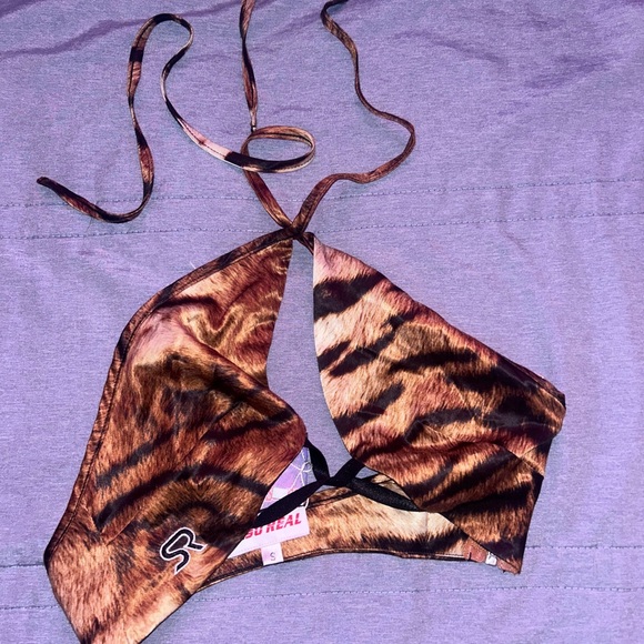 Brown Tiger Print Crop Top - Picture 1 of 3
